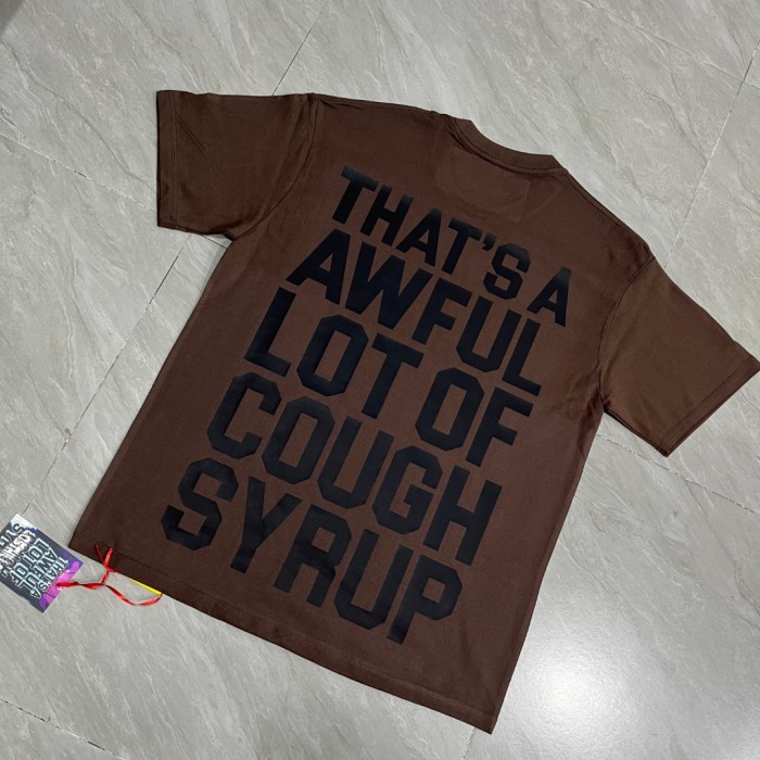 West Coast Casual Fashion Chocolate Brown Western Horse Herd Purple Tongue Graffiti Print T-Shirt 29345273