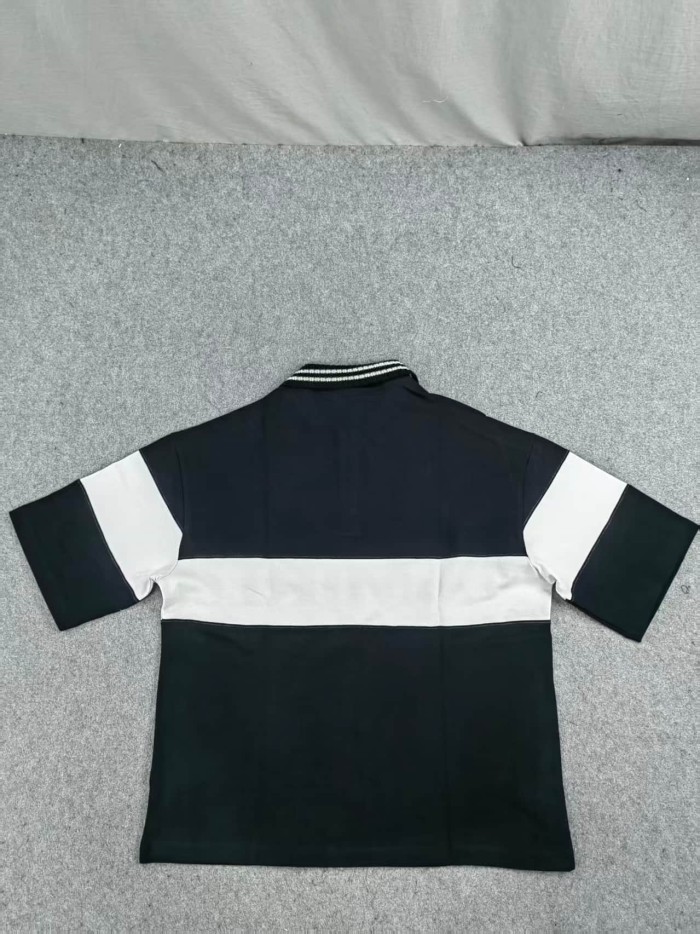 Amiri Double Emblem Logo Large Horizontal Letter Print Oversized Striped Collar Polo  Shirt 2 colors 29307078