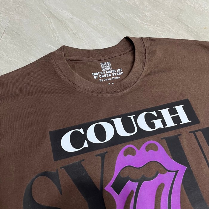 West Coast Casual Fashion Chocolate Brown Western Horse Herd Purple Tongue Graffiti Print T-Shirt 29345273