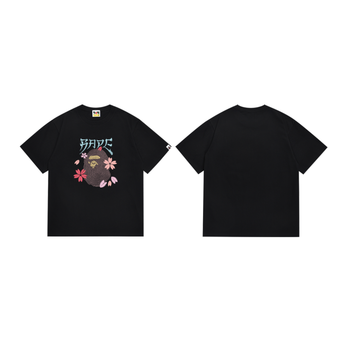 Japanese Style Embossed Petal Ape Head Print Tee 2 colors 29345614