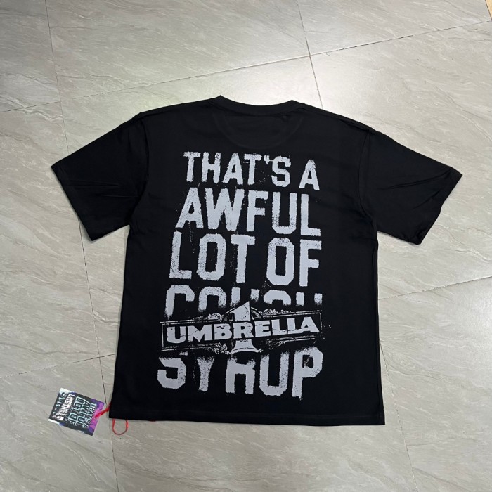 Grunge Hip Hop Streetwear Front Faded Distressed Umbrella Text Back Giant Stacked Worn Block Letter Print T-Shirt 2 colors 29345297