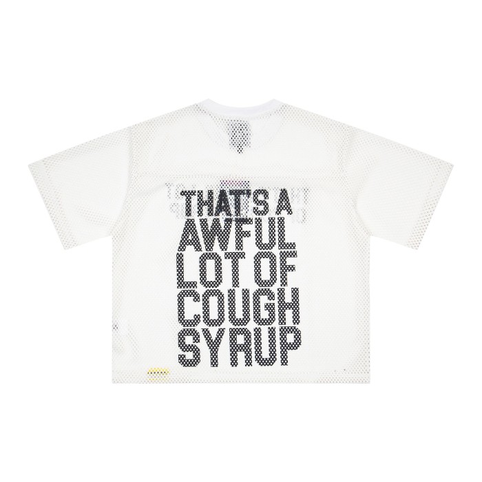 Retro Sport Streetwear Available Front Simple Block Typography Back Large Stacked Letter Print Cropped Mesh Jersey T-Shirt 4 colors 29345315