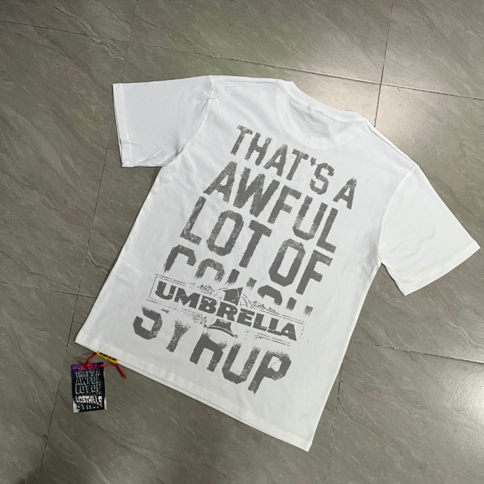 Grunge Hip Hop Streetwear Front Faded Distressed Umbrella Text Back Giant Stacked Worn Block Letter Print T-Shirt 2 colors 29345297