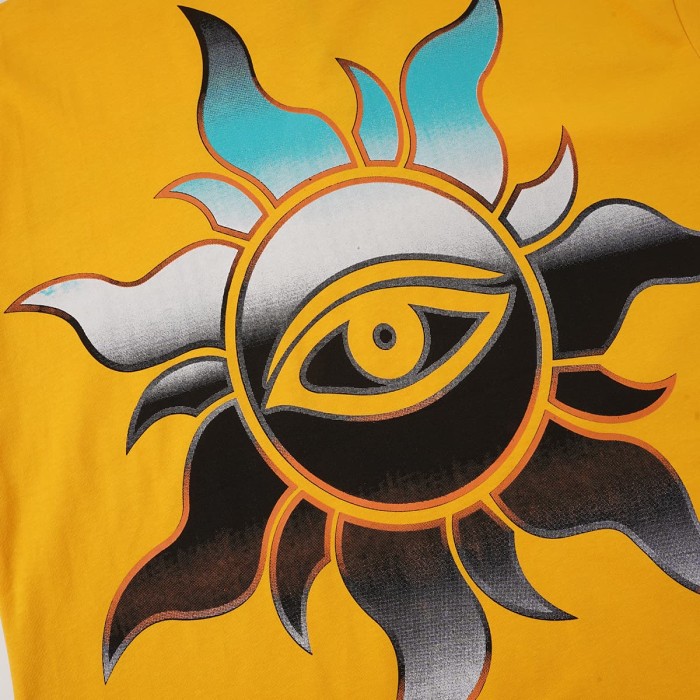 Retro Alien Streetwear Front Space Warrior UFO Vintage Comic Gothic Letter Print Back Gradient Sun Eye Symbol T-Shirt 2 colors 29345673