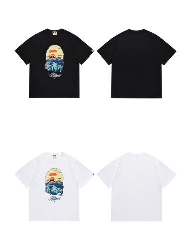 Outdoor Fishing Scenery Ape Head Print Tee 2 colors 29345617