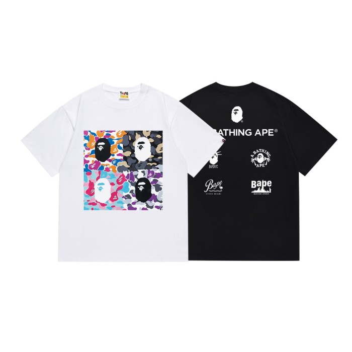 Four Grid Multicolor Spliced Camo Ape Head Print Tee 2 colors 29345626