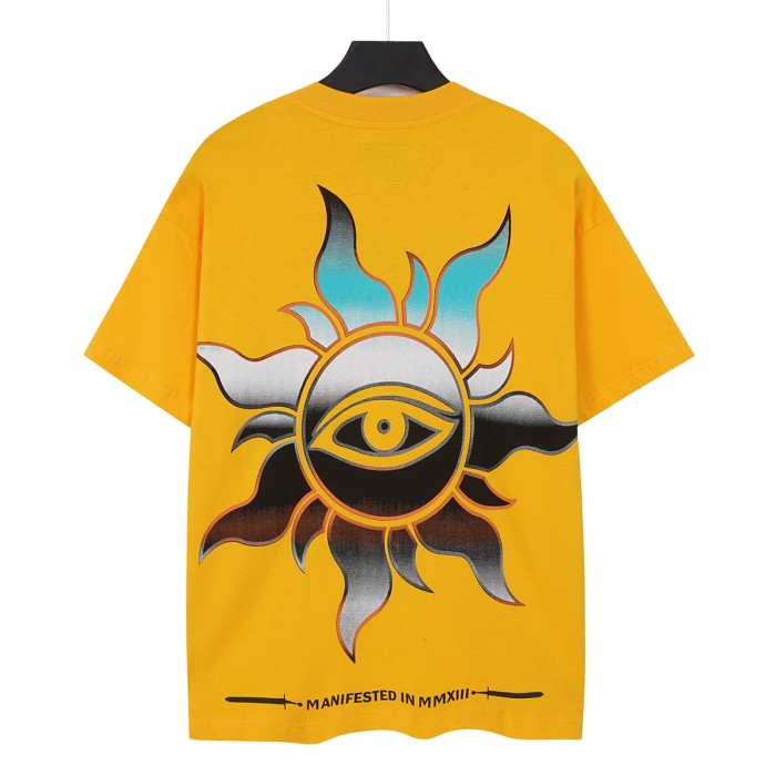 Retro Alien Streetwear Front Space Warrior UFO Vintage Comic Gothic Letter Print Back Gradient Sun Eye Symbol T-Shirt 2 colors 29345673