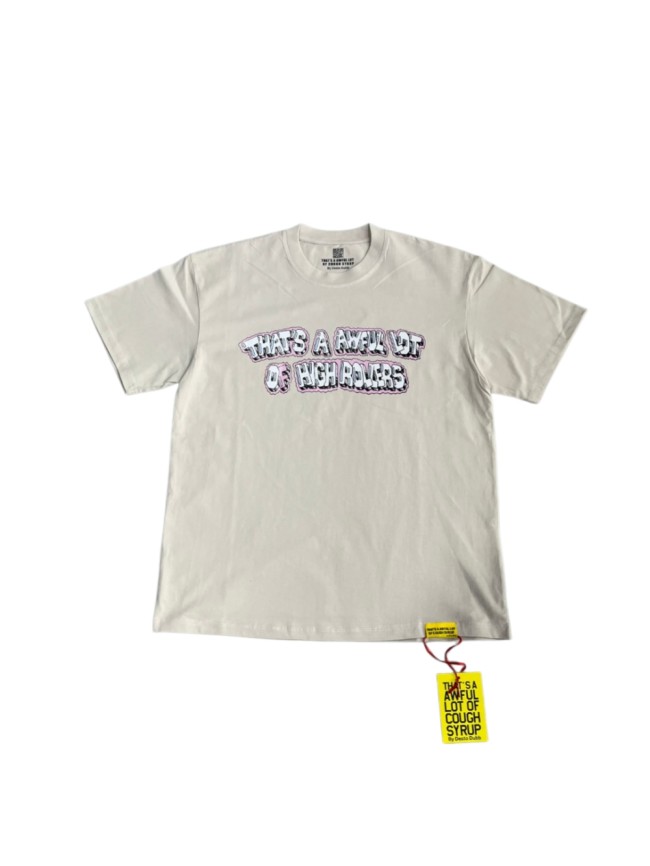 Cartoon Hip Hop Streetwear Front Pink Outline Bubble Text Back Utility Pole Cartoon Character Bottle Figure Double Sided Print T-Shirt 29345275