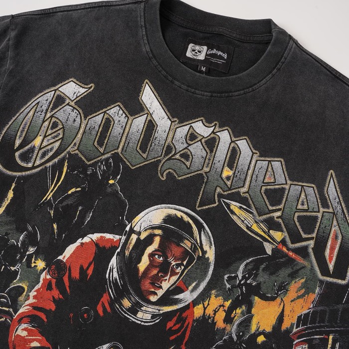 Retro Alien Horror Streetwear Front Vintage Space Warrior Monster Distressed Comic Gothic Letter Print Back Gradient Sun Eye Symbol T-Shirt 29345682