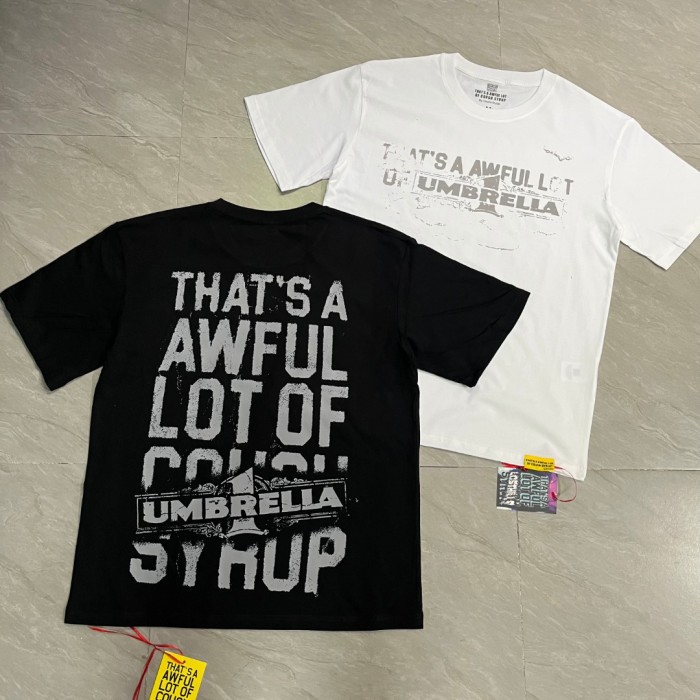 Grunge Hip Hop Streetwear Front Faded Distressed Umbrella Text Back Giant Stacked Worn Block Letter Print T-Shirt 2 colors 29345297