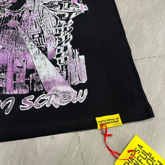 Retro Southern Rap Streetwear Black Base Faded Wash DJ Screw Portrait Typography Print T-Shirt 29345274