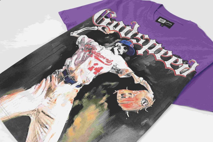 Godspeed Retro Baseball Varsity Streetwear Front Skeleton Baseball Player Vintage Gothic Typography Print T-Shirt 2 colors 29348093