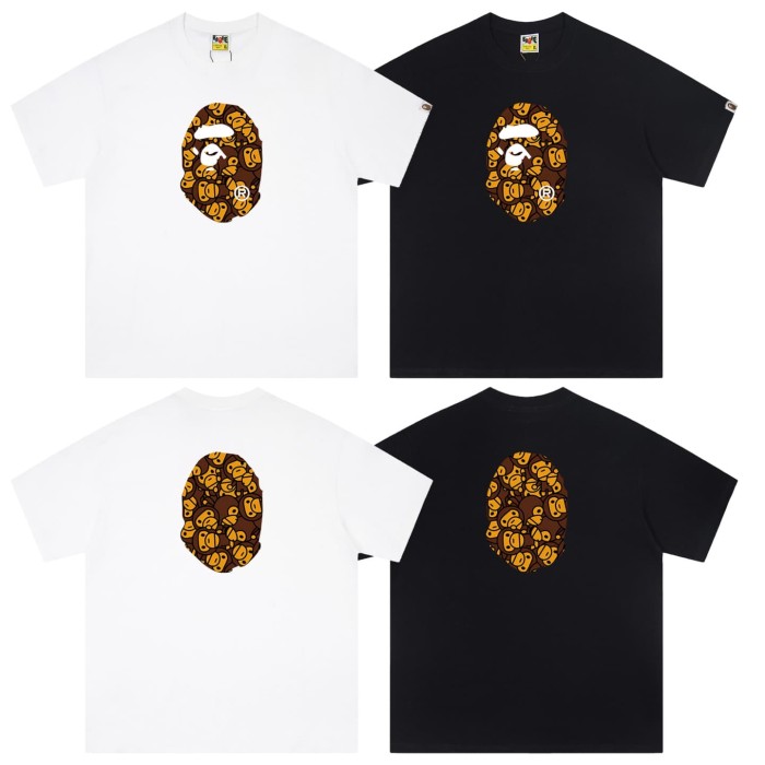 A Bathing Ape Bape Stacked Brown Milo Ape Head Double Side Print Tee 2 colors 29347623