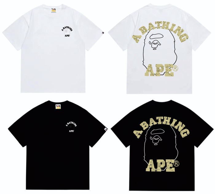 A Bathing Ape Bape Geometric Split Letter Line Ape Head Print Tee 2 colors 29348043