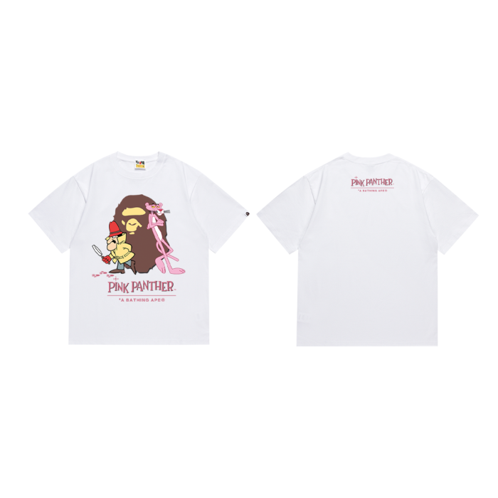 A Bathing Ape Bape Pink Panther Co-branded Cartoon Detective Ape Head Print Tee 3 colors 29347627