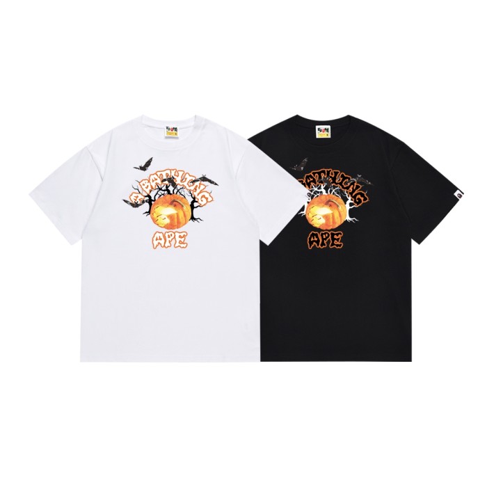 A Bathing Ape Bape Halloween Pumpkin Letter Bat Pattern Print Tee 2 colors 29348063