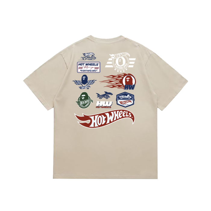 A Bathing Ape Bape Hot Wheels Co-branded Star Stripe Ape Logo Racing Element Multi Badge Print Tee 3 colors 29347616