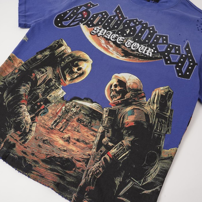 Godspeed Retro Space Tour Streetwear Front Rhinestone Gothic Letter Moon Astronaut Alien Scene Print T-Shirt 2 colors 29347750