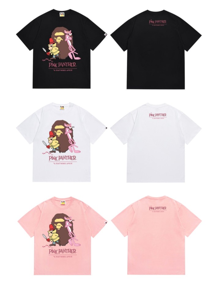 A Bathing Ape Bape Pink Panther Co-branded Cartoon Detective Ape Head Print Tee 3 colors 29347627