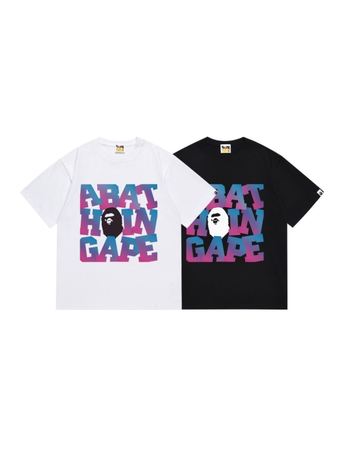 A Bathing Ape Bape Ape Head Blue Purple Gradient Letter Print Tee 2 colors 29348075