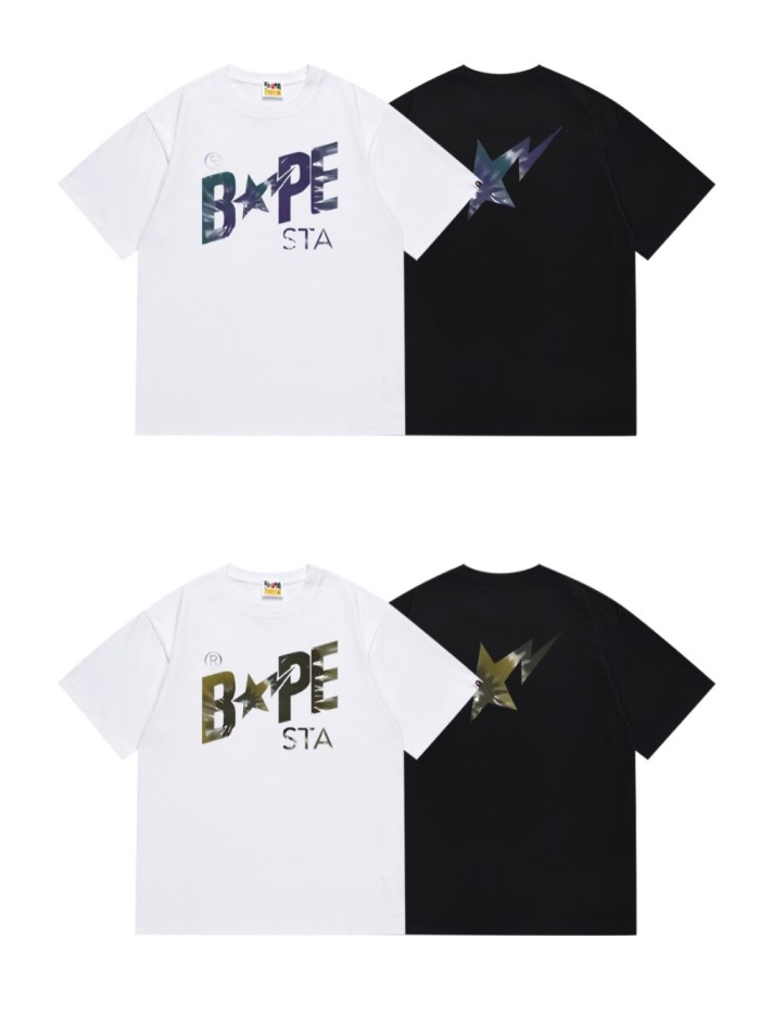 A Bathing Ape Bape Tie Dye Large Letter Star Print Tee 4 colors 29348079