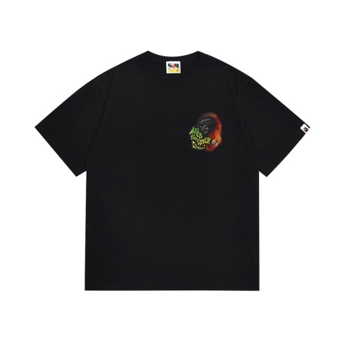 A Bathing Ape Bape Flame Fuzzy Ape Head Color Contrast Graffiti Letter Print Tee 2 colors 29348041
