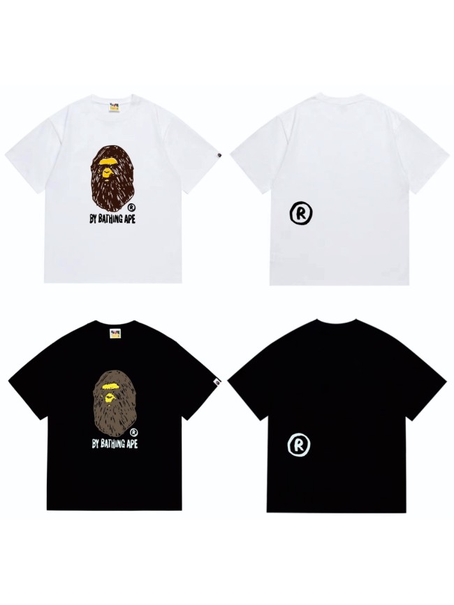 A Bathing Ape Bape Thick Brush Stroke Graffiti Long Hair Ape Head Print Tee 2 colors 29347622