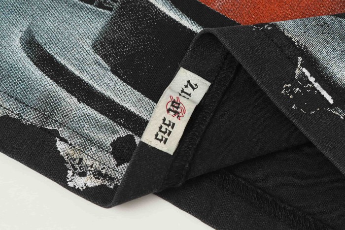 Godspeed Streetwear Front Skeleton Hand Press Button Graffiti Gradient Letter Print Back Large Stacked Patriotic Slogan T-Shirt 3 colors 29348099