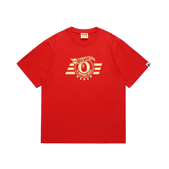 A Bathing Ape Bape Hot Wheels Co-branded Star Stripe Ape Logo Racing Element Multi Badge Print Tee 3 colors 29347616