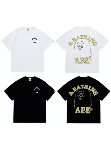 A Bathing Ape Bape Geometric Split Letter Line Ape Head Print Tee 2 colors 29348043