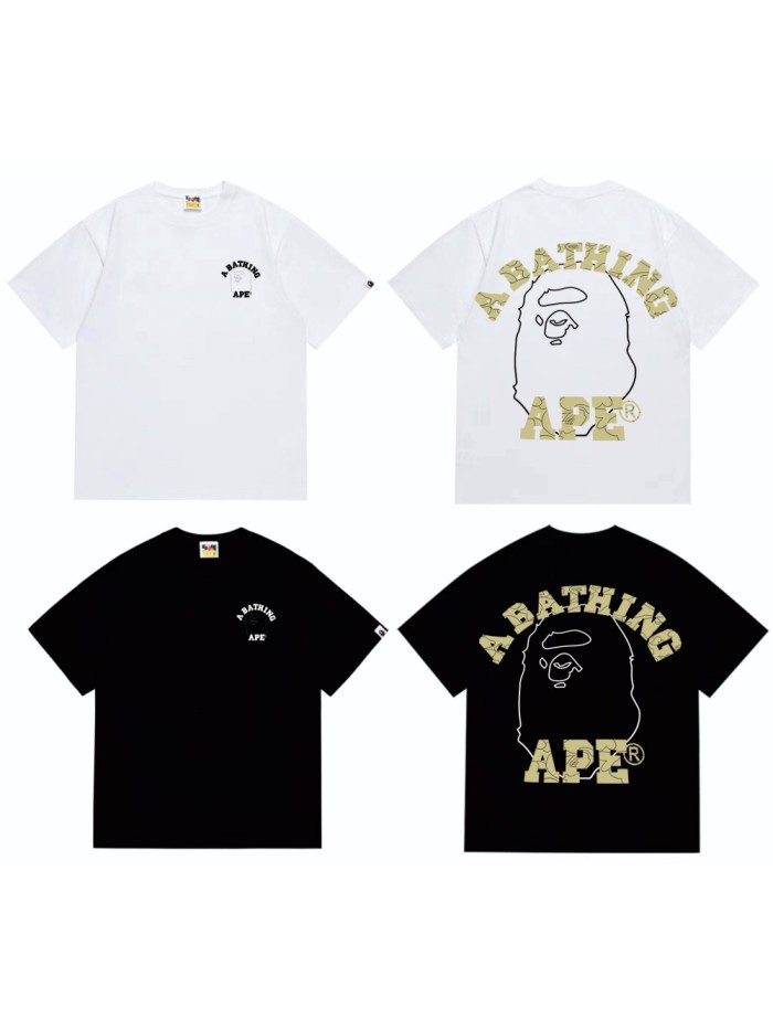 A Bathing Ape Bape Geometric Split Letter Line Ape Head Print Tee 2 colors 29348043