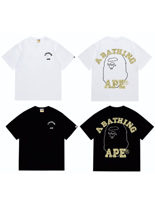 A Bathing Ape Bape Geometric Split Letter Line Ape Head Print Tee 2 colors 29348043
