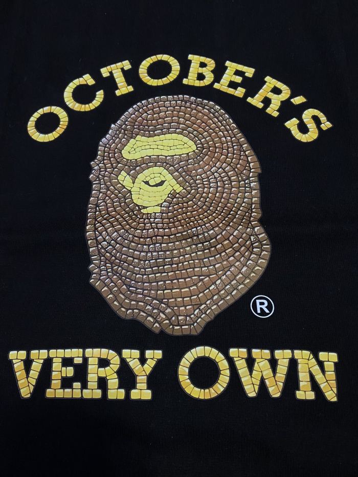 A Bathing Ape Bape OVO Co-branded Full Rhinestone Brown Ape Head Print Tee 2 colors 29347618