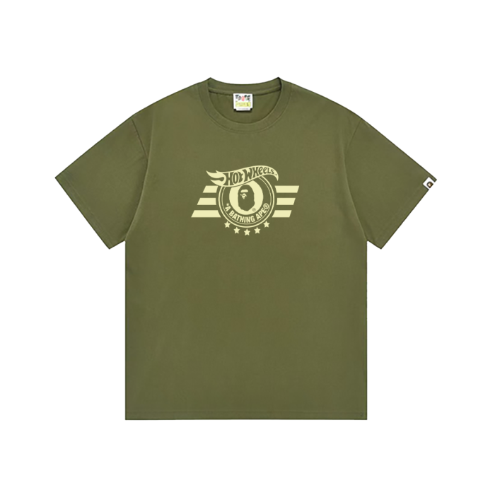 A Bathing Ape Bape Hot Wheels Co-branded Star Stripe Ape Logo Racing Element Multi Badge Print Tee 3 colors 29347616