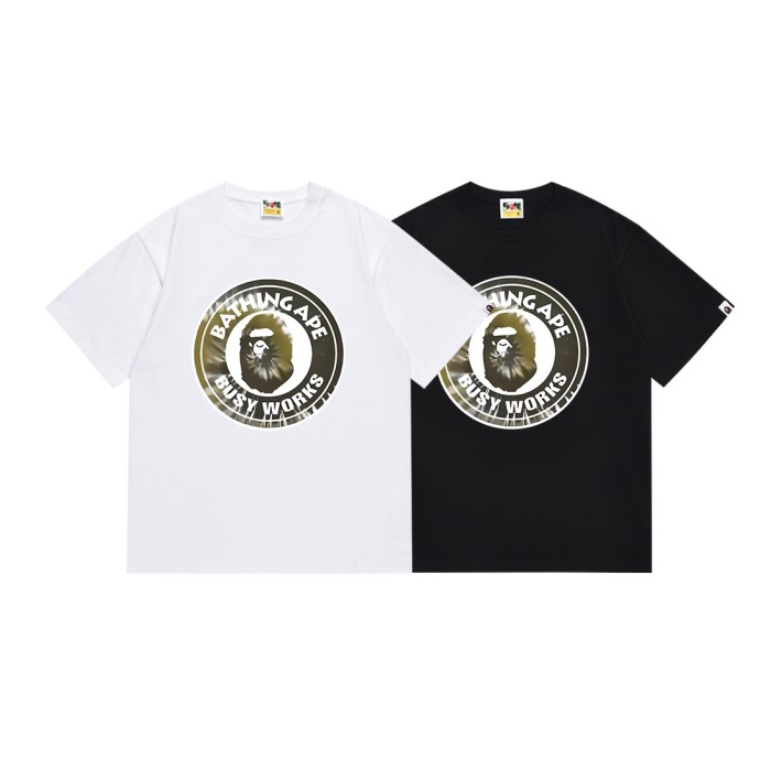 A Bathing Ape Bape Tie Dye Ape Head Letter Round Seal Print Tee 4 colors 29348080