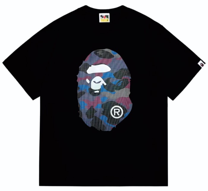 A Bathing Ape Bape Grid Camo Ape Head Double Side Print Tee 2 colors 29348064