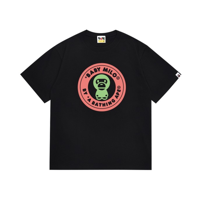A Bathing Ape Bape Watermelon Color Cartoon Milo Round Seal Letter Print Tee 2 colors 29348065