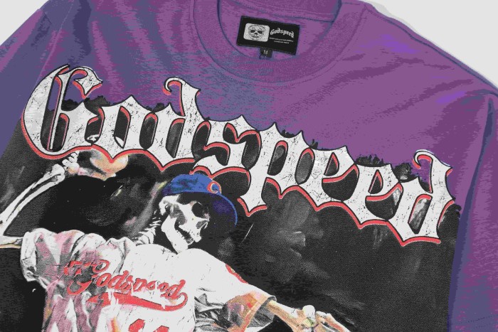 Godspeed Retro Baseball Varsity Streetwear Front Skeleton Baseball Player Vintage Gothic Typography Print T-Shirt 2 colors 29348093
