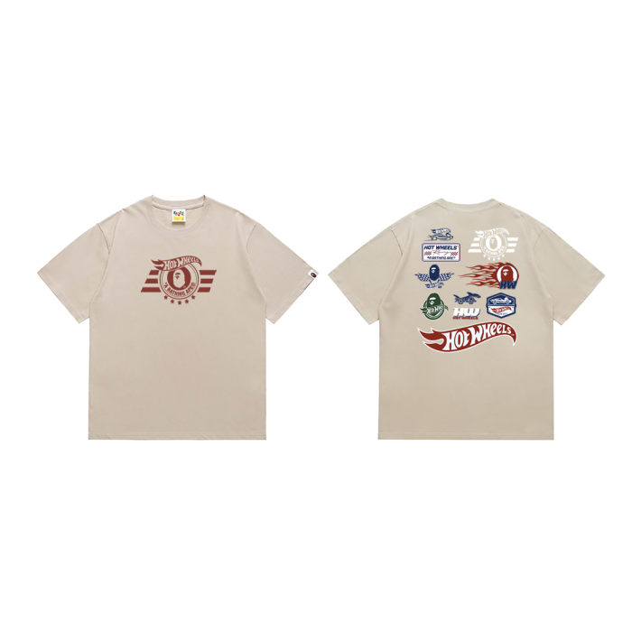 A Bathing Ape Bape Hot Wheels Co-branded Star Stripe Ape Logo Racing Element Multi Badge Print Tee 3 colors 29347616