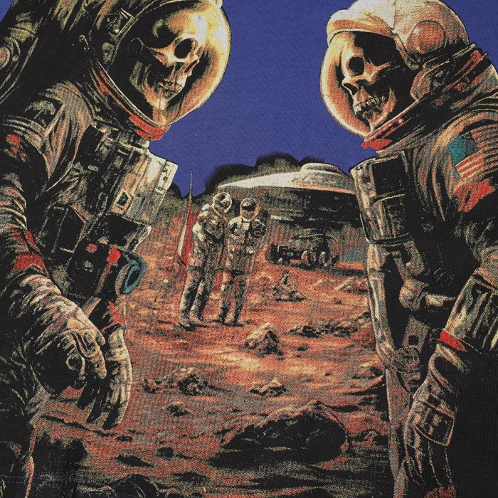 Godspeed Retro Space Tour Streetwear Front Rhinestone Gothic Letter Moon Astronaut Alien Scene Print T-Shirt 2 colors 29347750