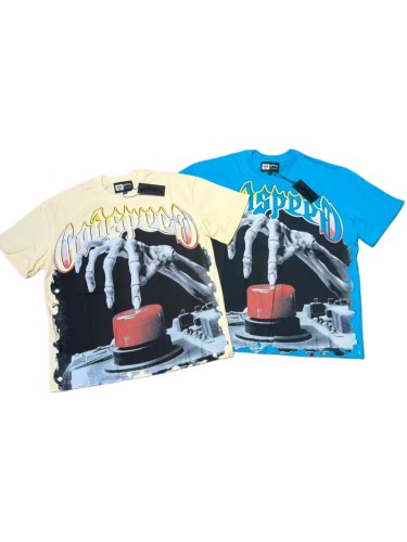 Godspeed Streetwear Front Skeleton Hand Press Button Graffiti Gradient Letter Print Back Large Stacked Patriotic Slogan T-Shirt 3 colors 29348099