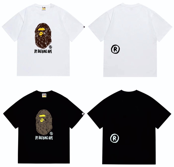 A Bathing Ape Bape Thick Brush Stroke Graffiti Long Hair Ape Head Print Tee 2 colors 29347622