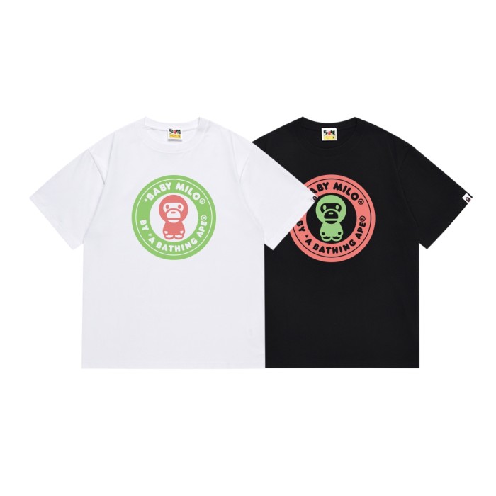 A Bathing Ape Bape Watermelon Color Cartoon Milo Round Seal Letter Print Tee 2 colors 29348065