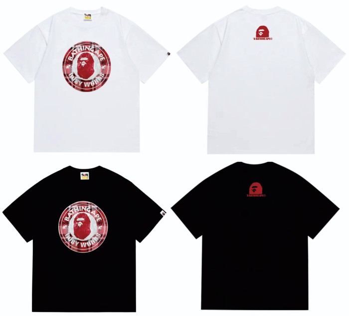 A Bathing Ape Bape Round Seal Plaid STA Ape Head Print Tee 2 colors 29348071