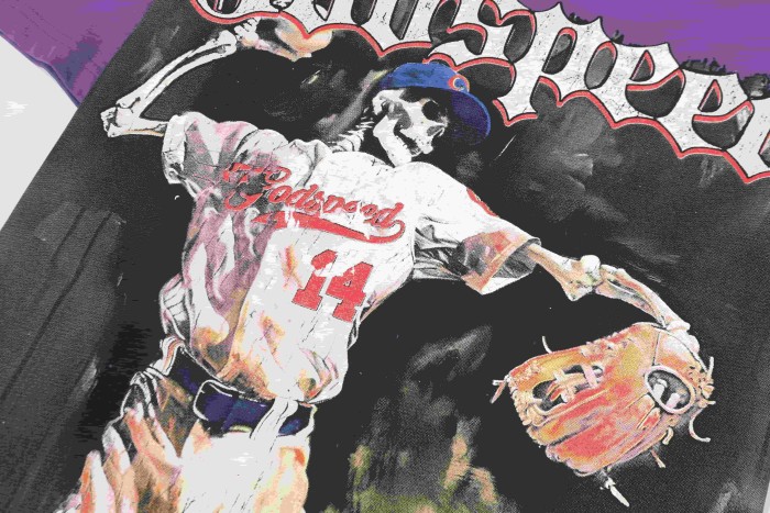 Godspeed Retro Baseball Varsity Streetwear Front Skeleton Baseball Player Vintage Gothic Typography Print T-Shirt 2 colors 29348093