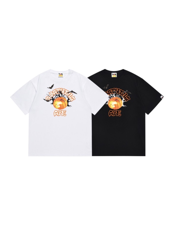 A Bathing Ape Bape Halloween Pumpkin Letter Bat Pattern Print Tee 2 colors 29348063