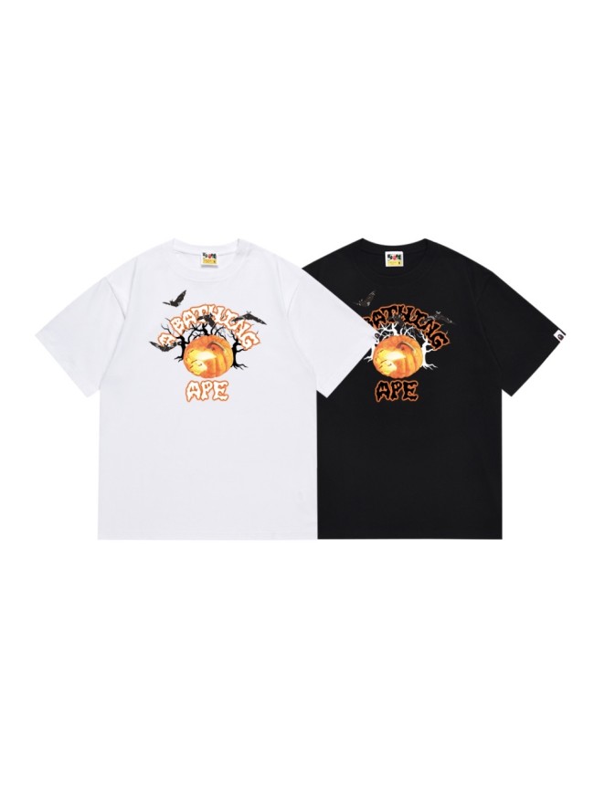 A Bathing Ape Bape Halloween Pumpkin Letter Bat Pattern Print Tee 2 colors 29348063