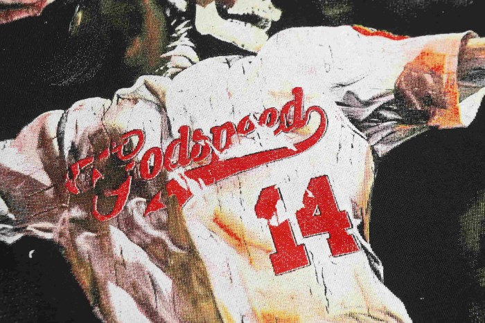 Godspeed Retro Baseball Varsity Streetwear Front Skeleton Baseball Player Vintage Gothic Typography Print T-Shirt 2 colors 29348093