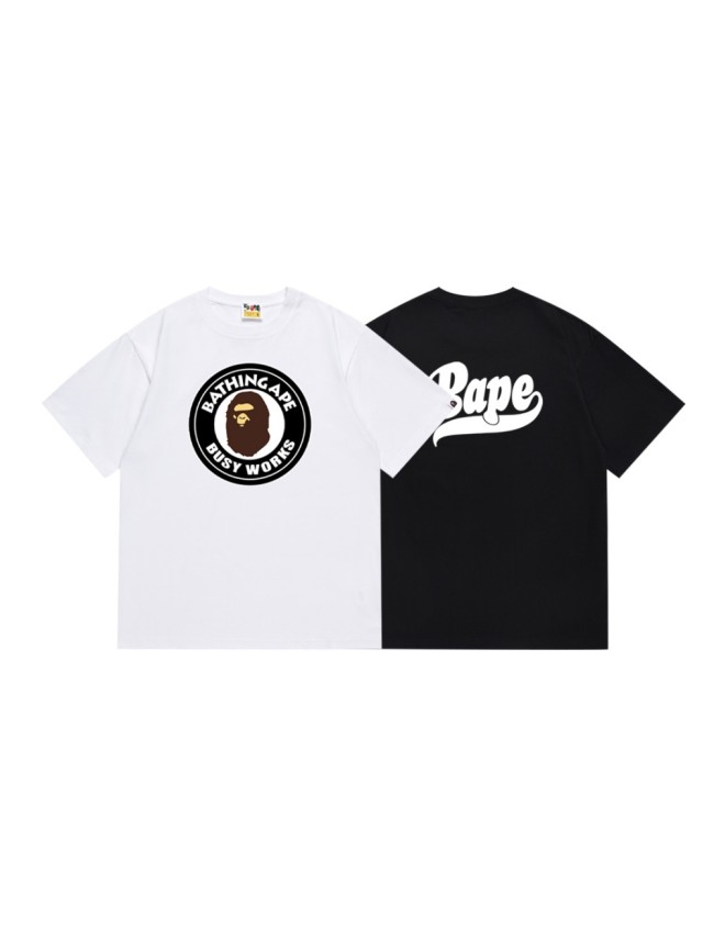 A Bathing Ape Bape Round Seal Letter Ape Head Print Tee 2 colors 29348072