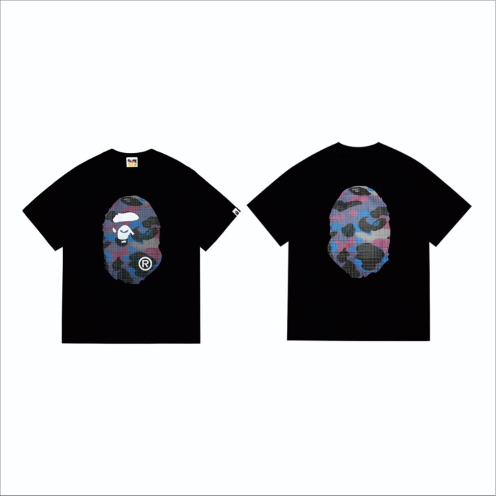 A Bathing Ape Bape Grid Camo Ape Head Double Side Print Tee 2 colors 29348064